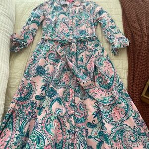 Lilly Pulitzer green and light pink Paisley Dress